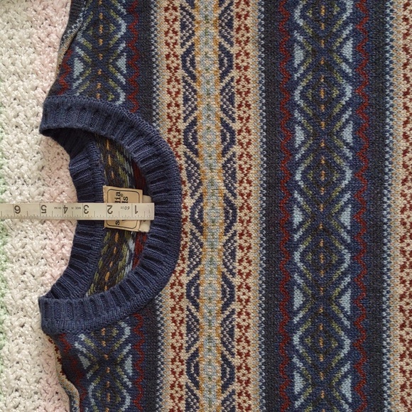 Scandia Woods 2XL Blue Tan Fair Isle Sweater - Picture 11 of 15